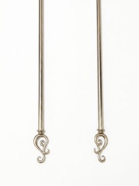 3.5ft Curtain Rod - Decorative Hook in Silver Finish (PAIR)